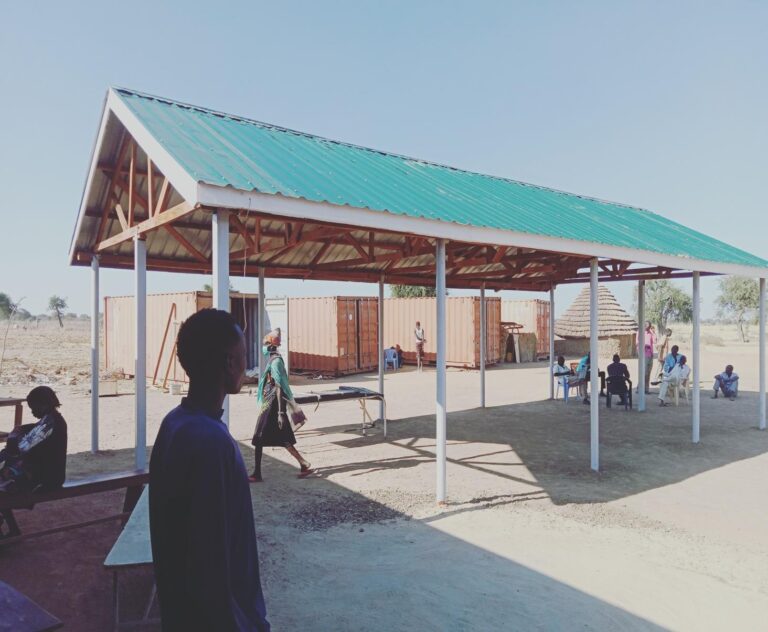 Newly constructed shelter for patients awaiting admission at Akougook Medical Centre